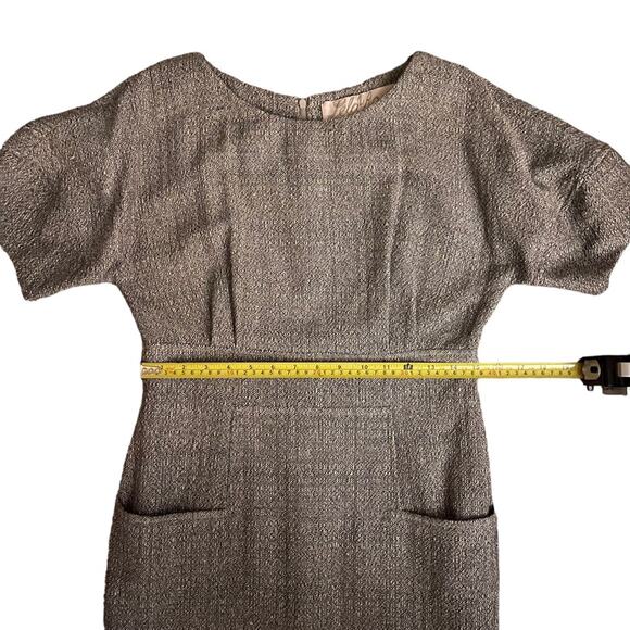 Lela Rose Gray Metallic Tweed Sheath Dress - Picture 9 of 11